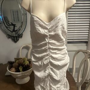 Zara White Ruched Dress